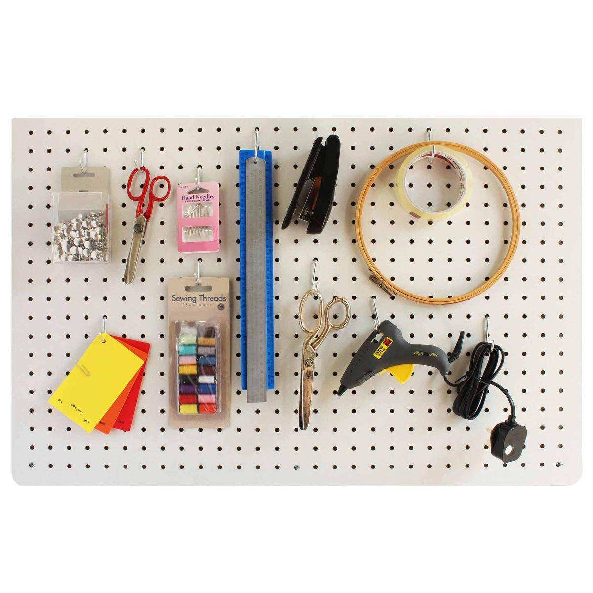 Cathedral Products Peg Board with 12 Hooks - White - 76x56cm