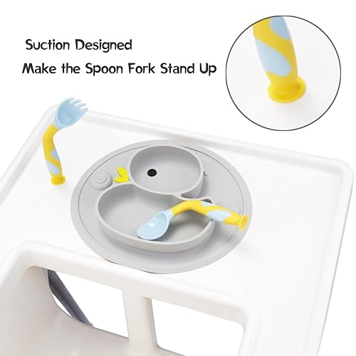 Miniatura 4 de Utensilios para bebés, cucharas, tenedores con estuche seguro de viaje para bebés y niños pequeños, cuchara de entrenamiento de alimentación, fácil