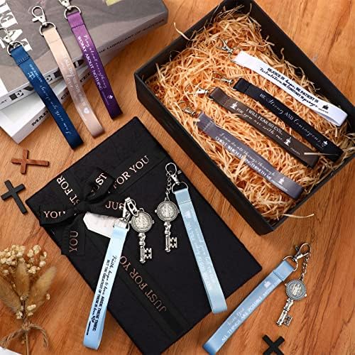 120 Pcs Christian Bible Keychains Religious Key Rings with Scriptures
