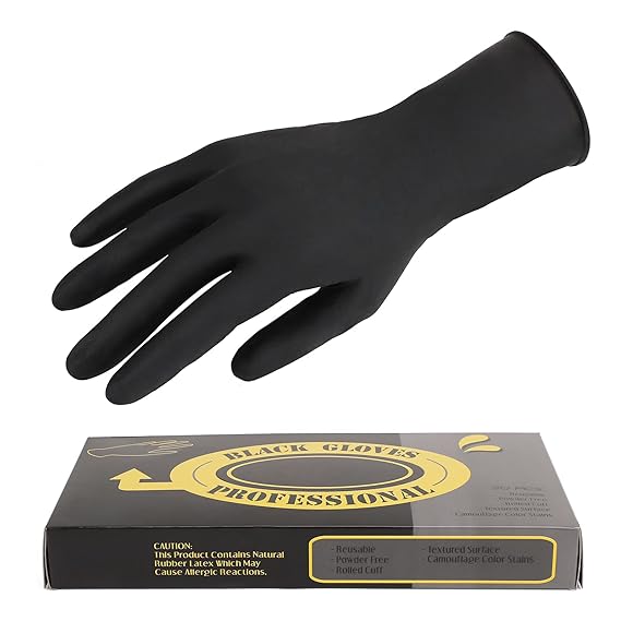 Segbeauty Hair Dye Gloves Black Reusable Hair Coloring Dyeing Gloves Salon Latex Rubber Gloves Hair Dye Accessories