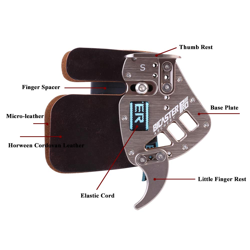 BICASTER Languettes de tir à l'arc en Horween Cordovan Cuir véritable + Aluminium pour Arc Classique