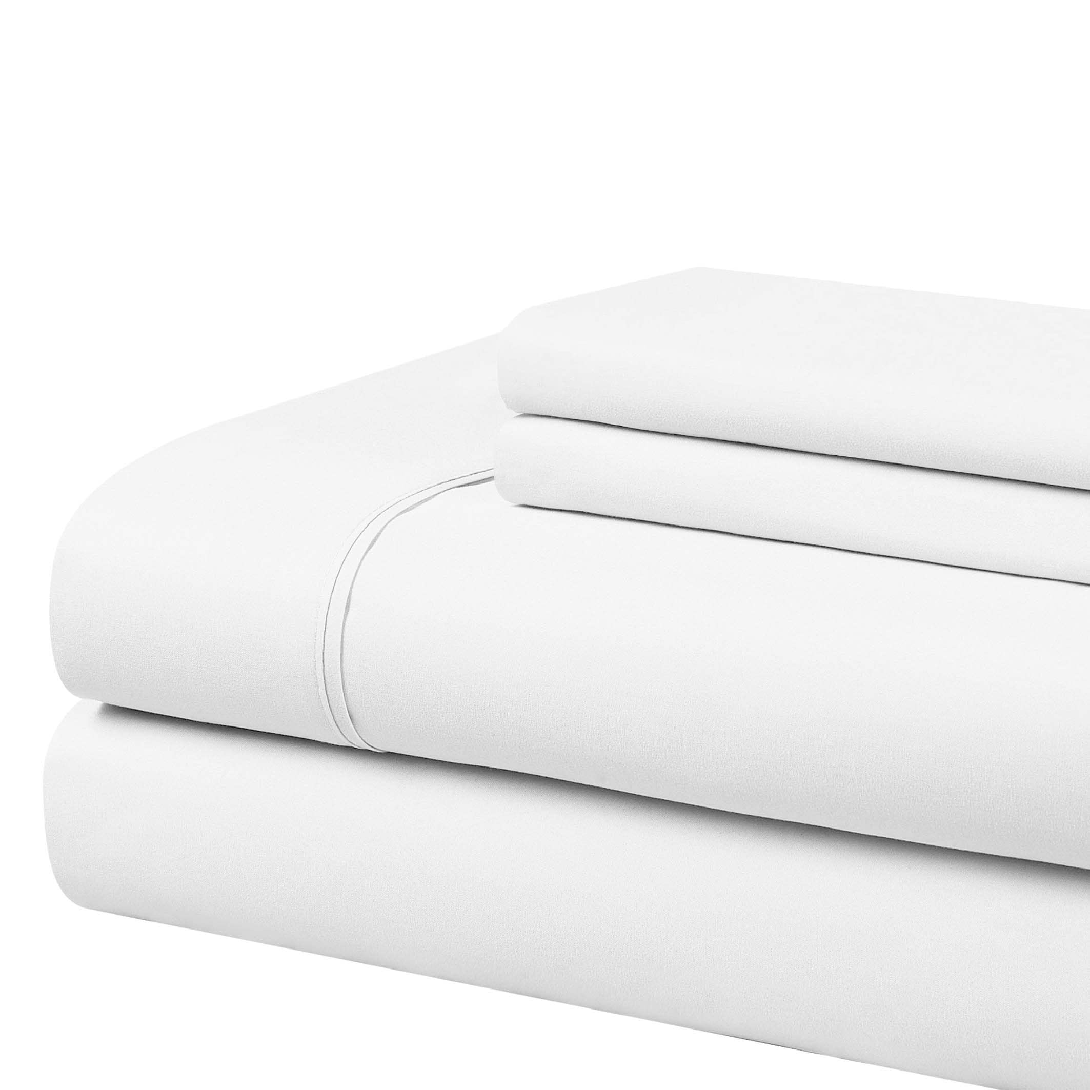 Cathay Home Essentials Ultra Soft Hypoallergenic Wrinkle Resistant Double Brushed Microfiber Bedding Sheet Set, White, Queen
