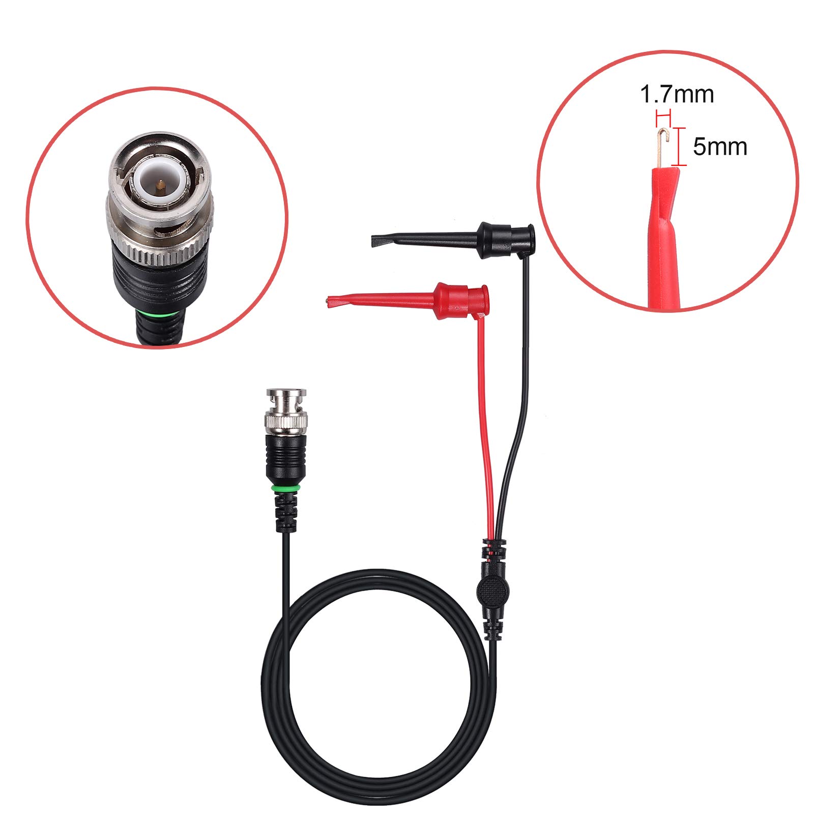 Proster BNC Messleitungen 2PCS P6100 100MHz Oszilloskop Messfühler mit BNC zu Minigrabber Messleitung Kit 10: 1 und 1: 1 Umschaltbarer Hochpräziser Scope Analyzer Alligator Messfühler Clip