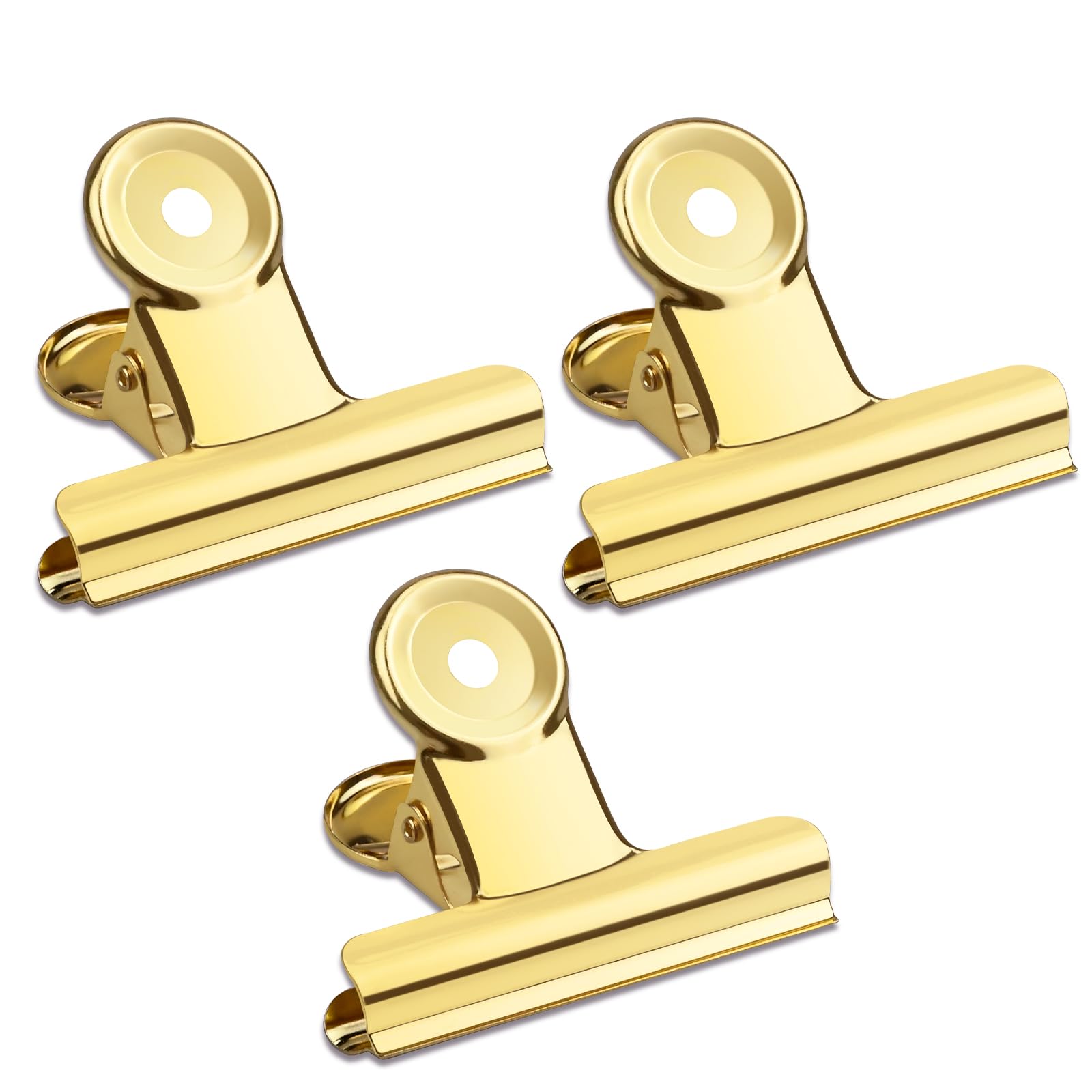 20 Pack Large Metal Hinge Clips 2 Inches Bull Hinge Paper Clips Gold Bulldog Clips for Crafts, Photo, Drawing, Food Bags at Home, Office, School, Shop
