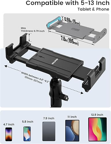 Miniatura 3 de OHLPRO Soporte para tablet para tablero de automóvil y parabrisas, soporte para iPad con ventosa para camión, rotación de 360, abrazadera ajustable