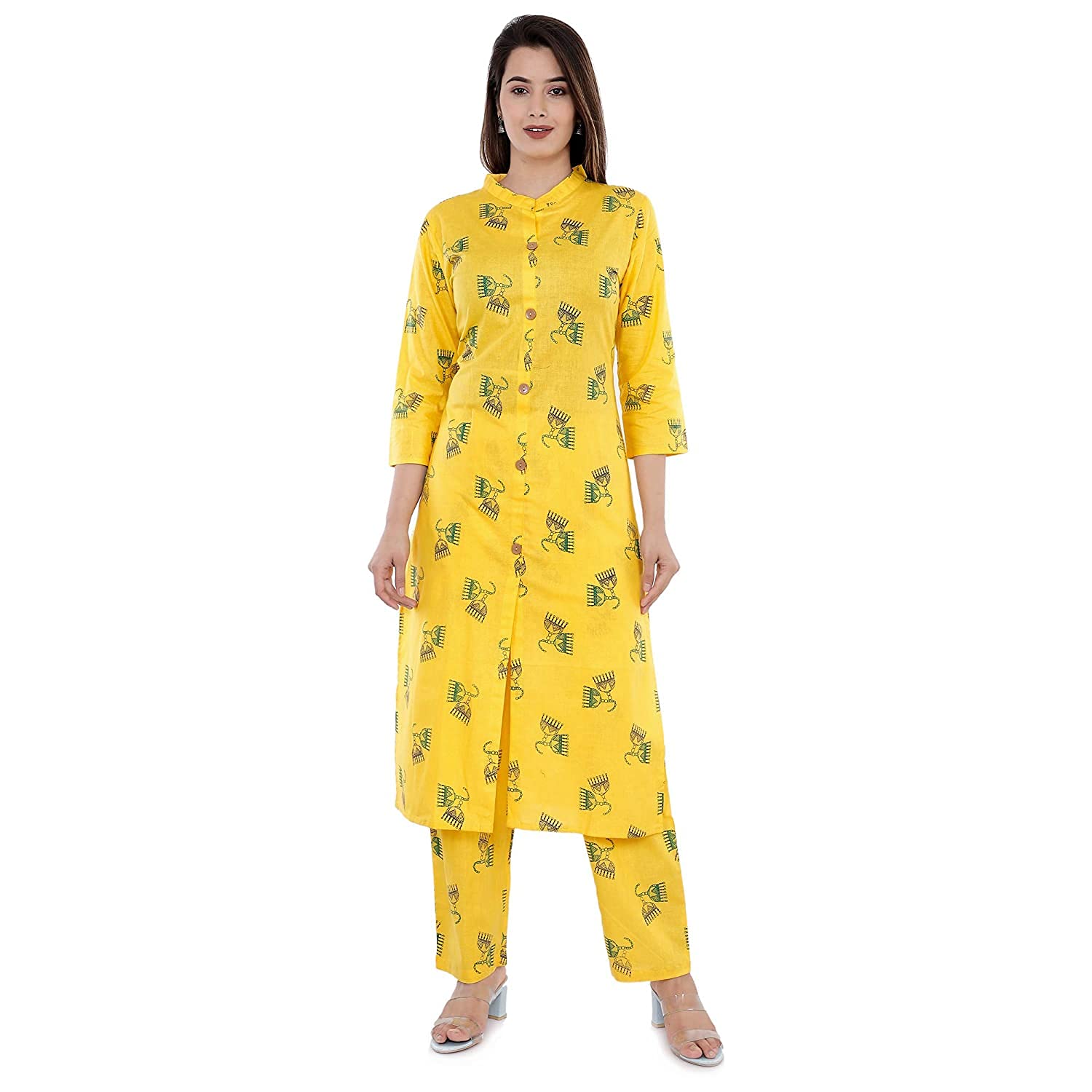 Lakshita Enterprises Women's Straight Cotton Kurta Kurti with Narrow Pant Set (Kurtis 31)