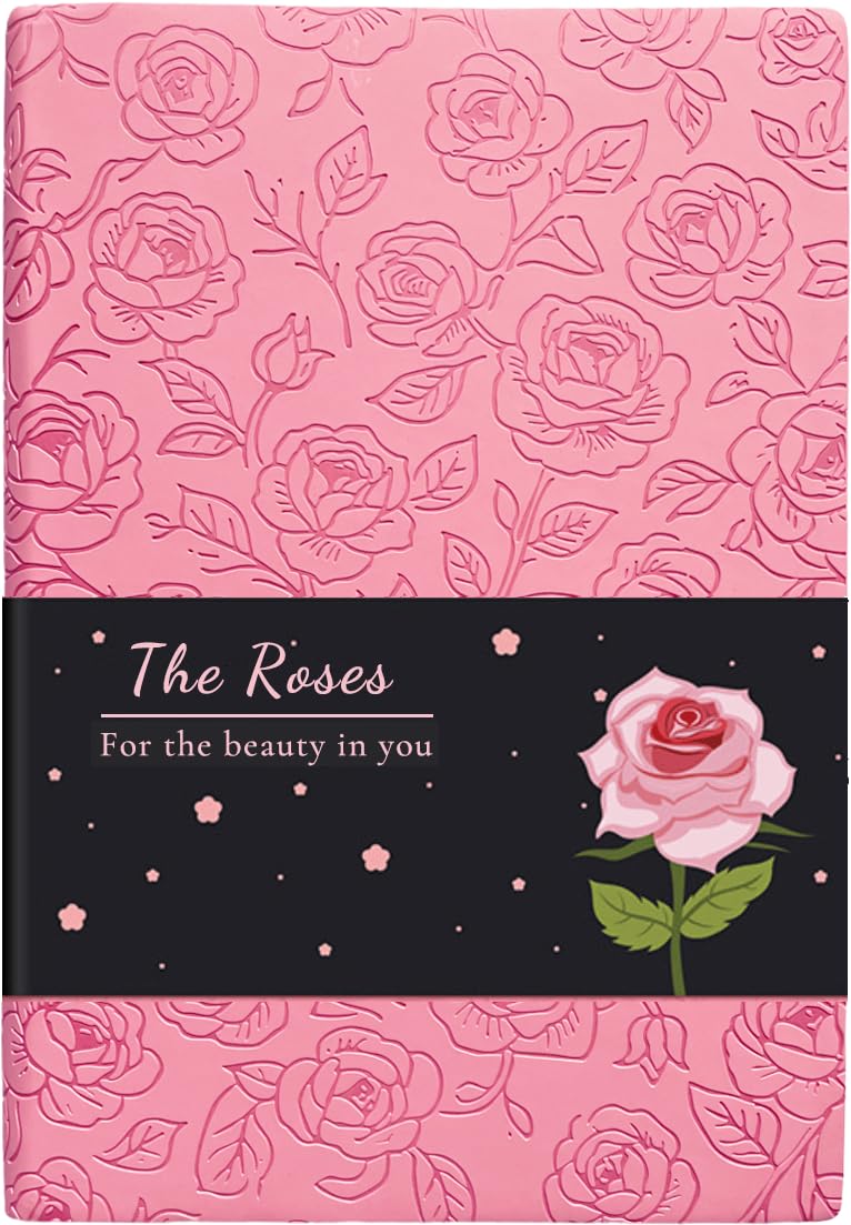 ipoul Soft Cover Journal, Rose Gifts for Women, Lined Journal, Wide Ruled Notebook, A5, 6"x8", PU Leather Softcover, Pink