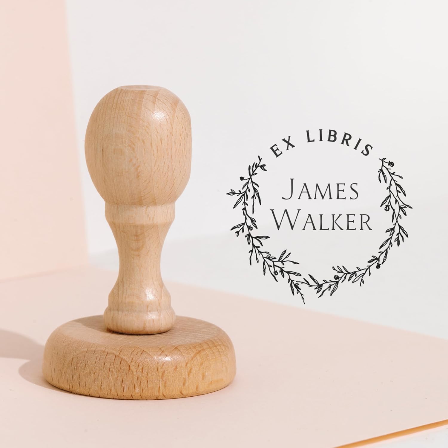 Timbro Personalizzato Per Libri In Legno - Ex Libris Con Gomma, 4 Design, Ideale Per Biblioteche, Insegnanti E Appassionati