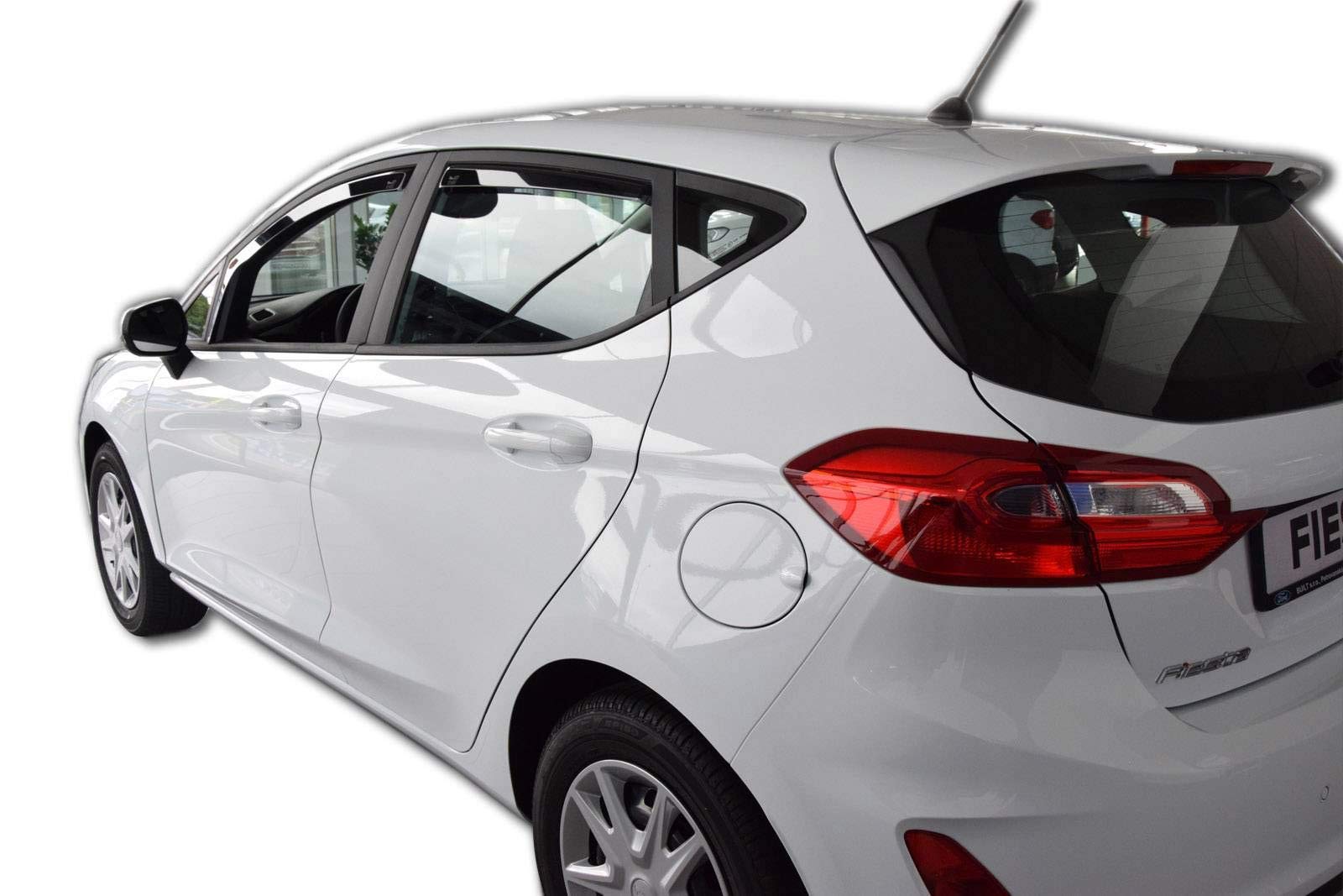 J&J AUTOMOTIVE Windabweiser passend für Ford Fiesta 7 5-Türer ab 2018 4tlg, Heko Regenabweiser Vorne Hinten Getönt Dunkel Passform