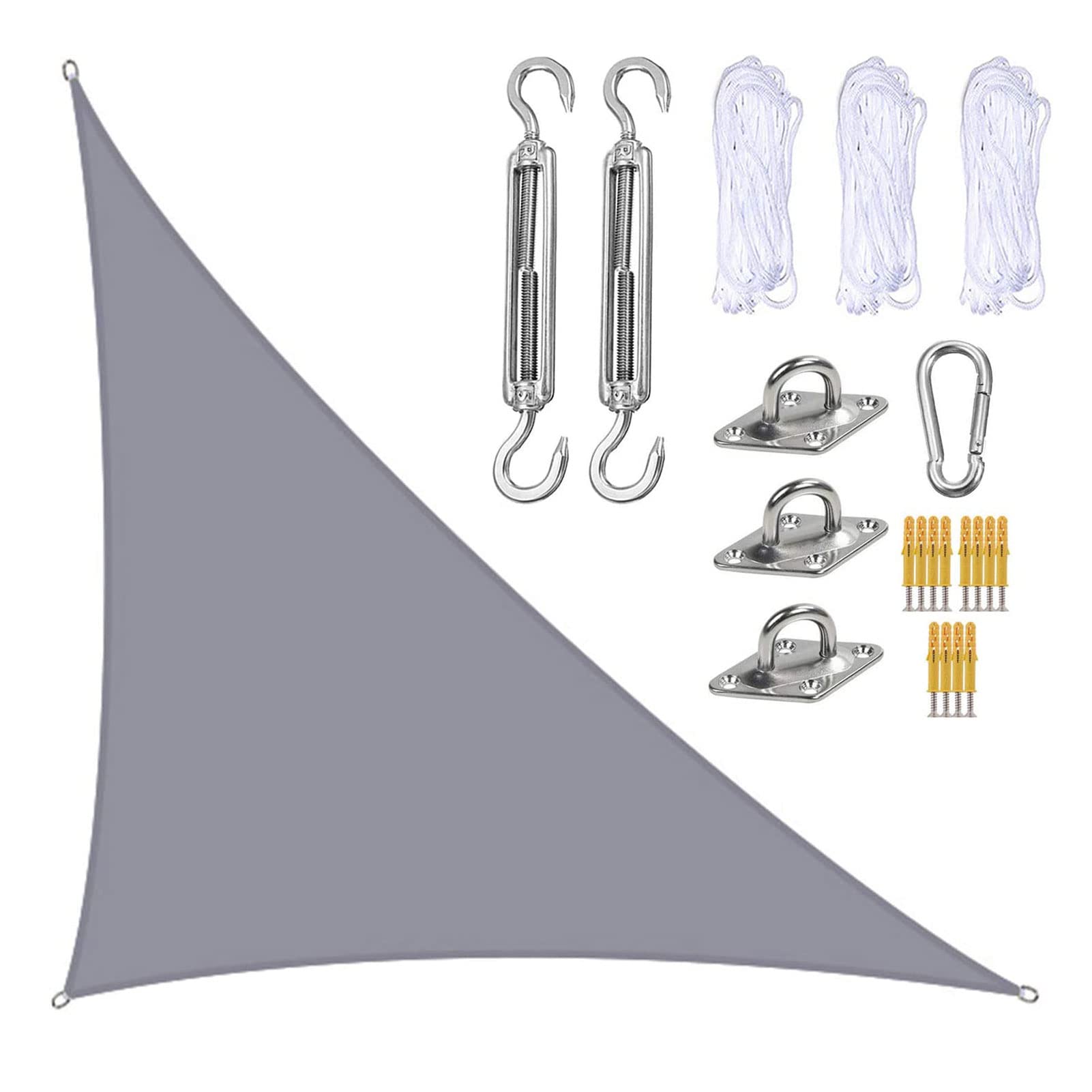 Voile d'ombrage triangulaire imperméable bâche terrasse et kit fixation inox