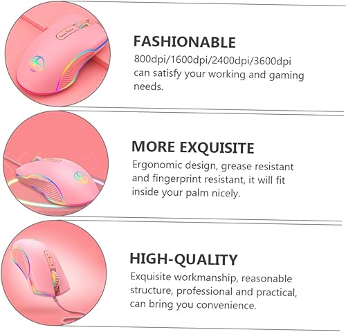 Miniatura 3 de Ratón con luz LED con cable para juegos con luz LED para juegos, ratones USB para computadora, retroiluminados, RGB, precioso, portátil, con cable,