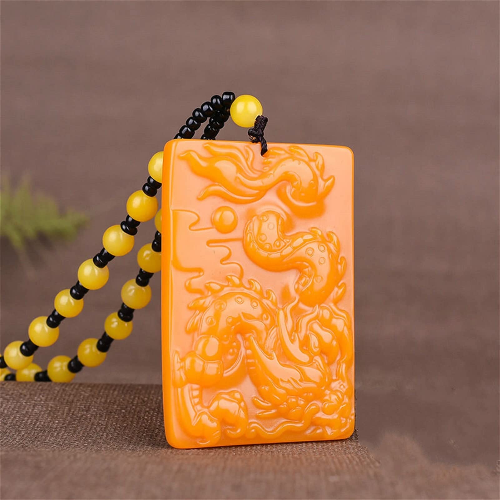 Smdsaz Men's Yellow Natural Jade Dragon Pendant Necklace Chinese Carved Charm Jewellery Accessories Fashion Amulet For Wo Lucky Gifts
