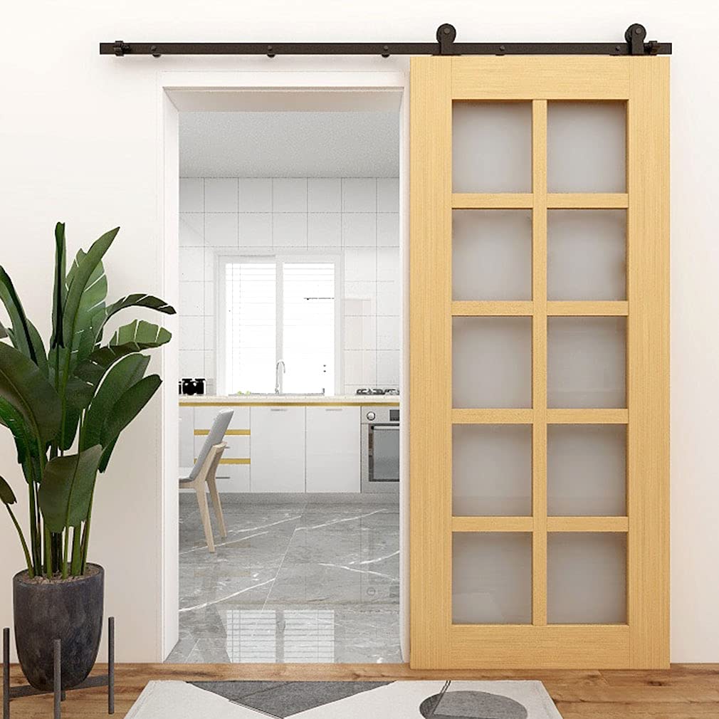CCJH 200cm Sliding Door System Hardware Rail Set Sliding Door Black T Shape, 2M/6.6FT - Image 2