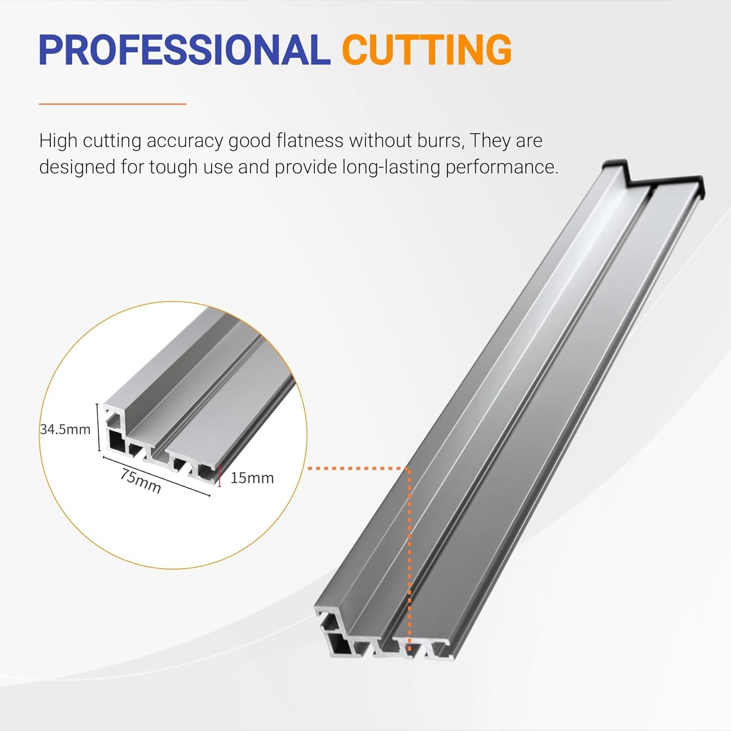 Rail en T type 75 - 1200 mm - Rail d'onglet en T - Fixation de rail en T - Pour le travail du bois - Rail en T en aluminium pour fixation de clôture (1200 mm)
