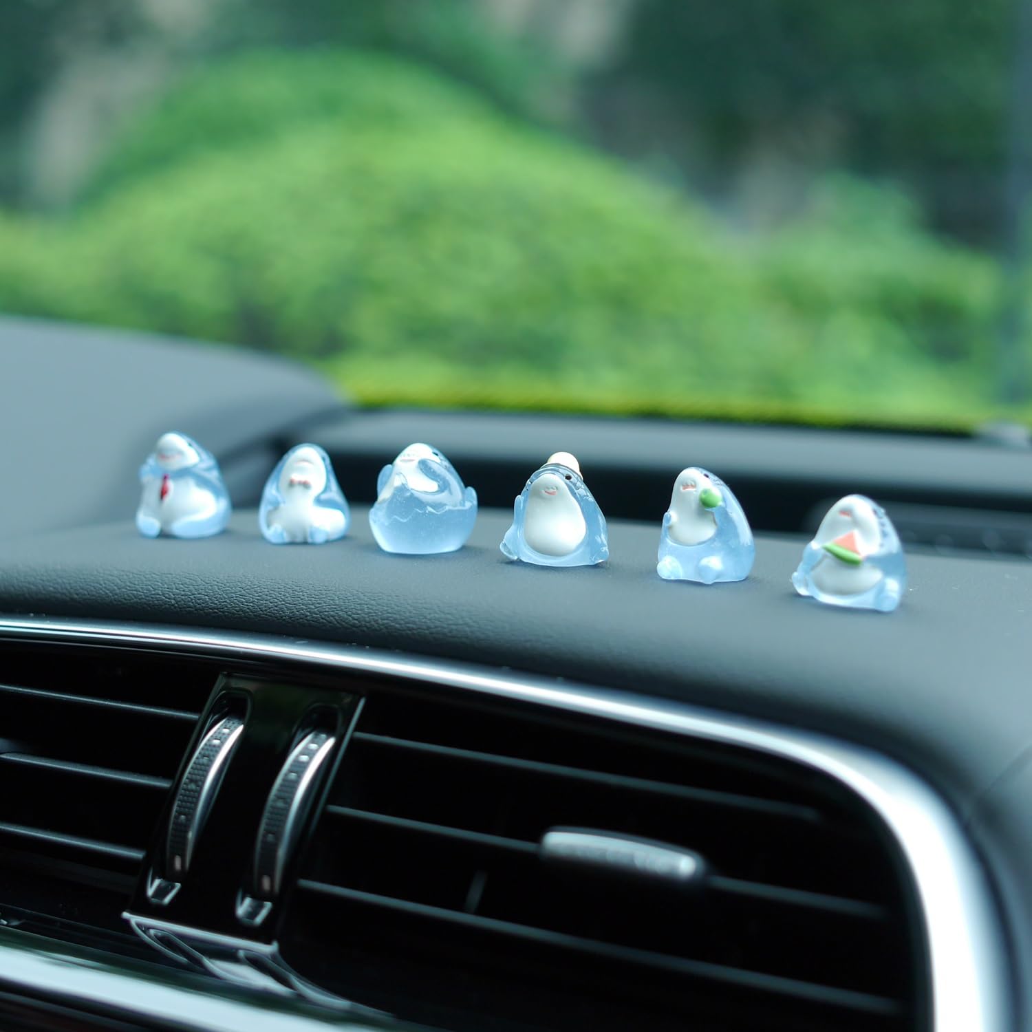 6Pcs Cute Shark Mini Resin Figurines Car Interior Decoration Dashboard Ornament for Micro Landscape Potted Plants Decorations