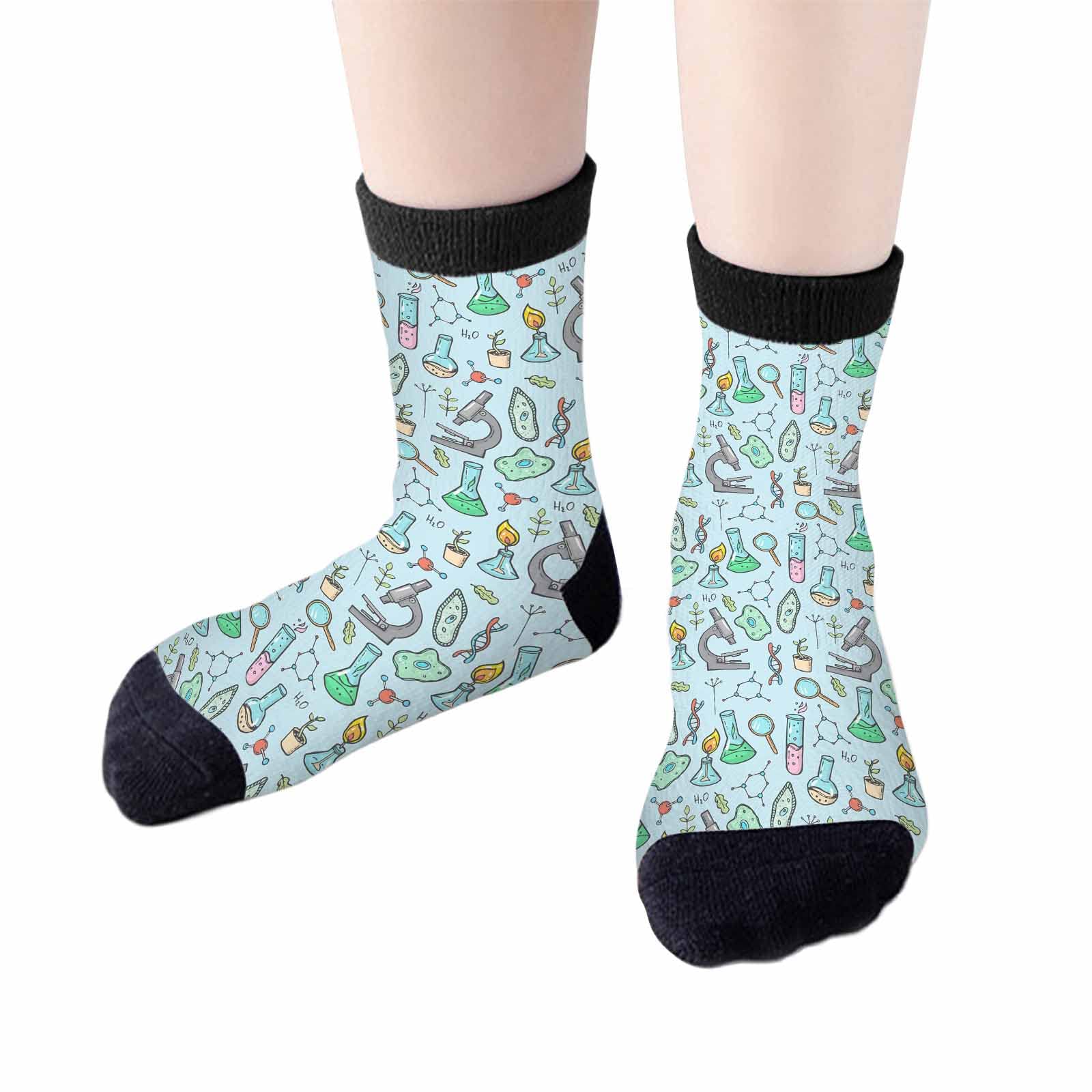Red Striped Crew Socks for Woman Size 6-8 Christmas Tree Moose Snowflake Dots Lines Girls Socks
