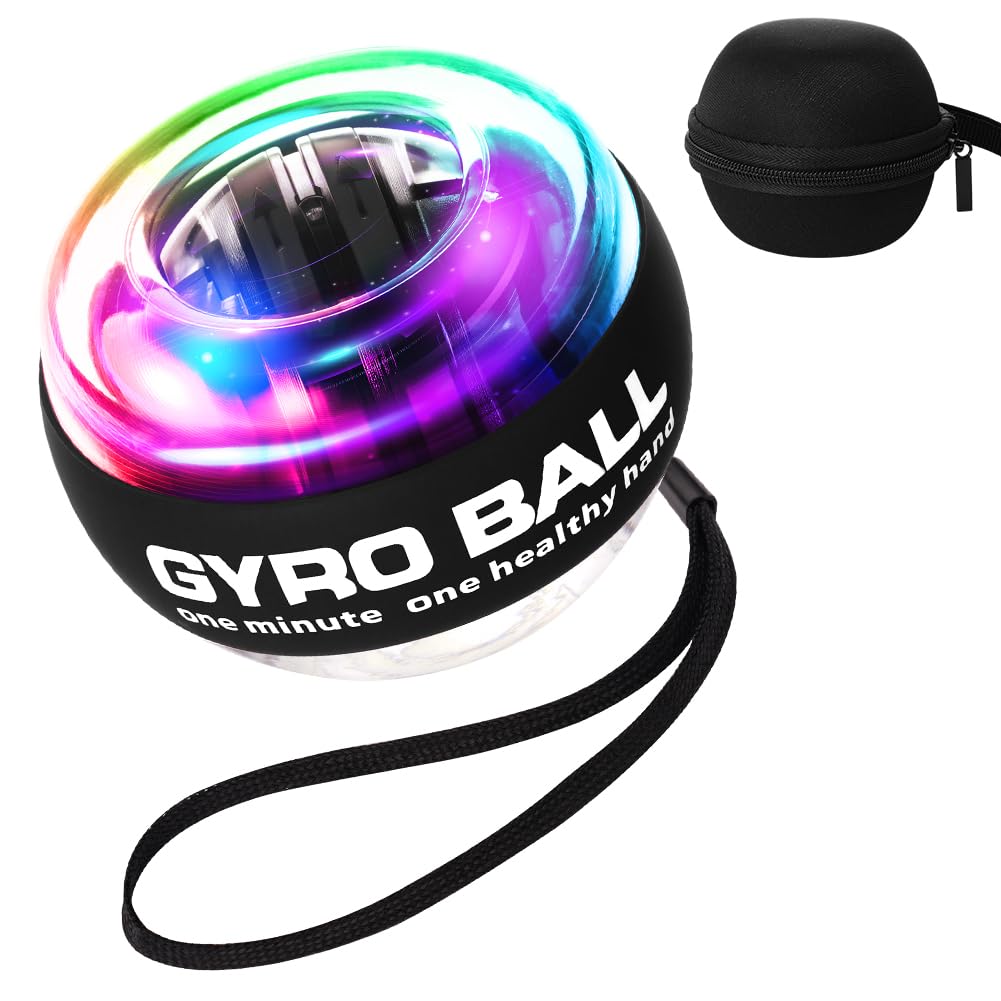 APXEL Self-Starting Gyroball Wrist Ball, Power Trainer Ball, Wrist Strengthening Device, Gyroscopic Forearm Exerciser Strengthen Arms Fingers Muscles (Black)