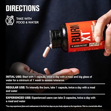 Jacked Factory Burn-XT Clinically Studied Fat Burner & Weight Loss Supplement - Appetite Suppressant & Energy Booster - with Acetyl L-Carnitine, Green Tea Extract and More - 180 Natural Diet Pills