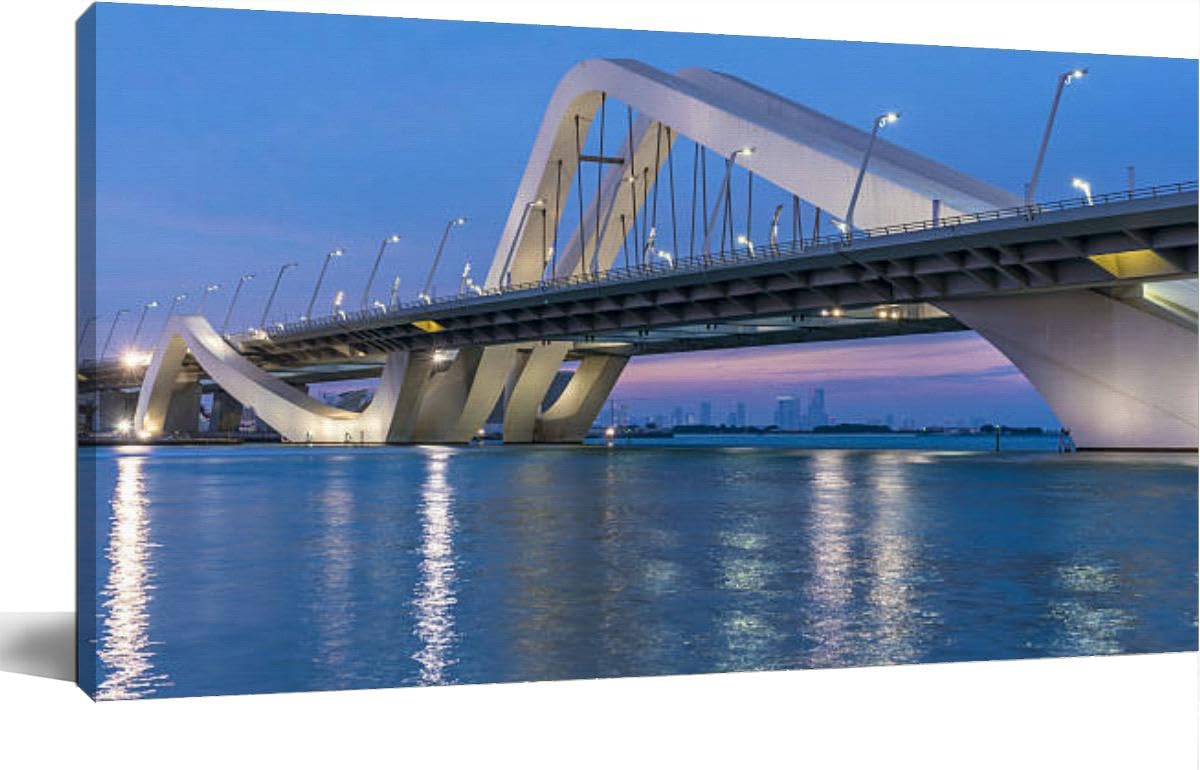 Jaesxxco Canvas Wall Art Decor Wall Art Pictures Sheikh Zayed Bridge Abu Dhabi Wall Decorations Farmhouse Artwork Painting for Living Room Hotel Bedroom Home Decoration Unframed 12x16 inch