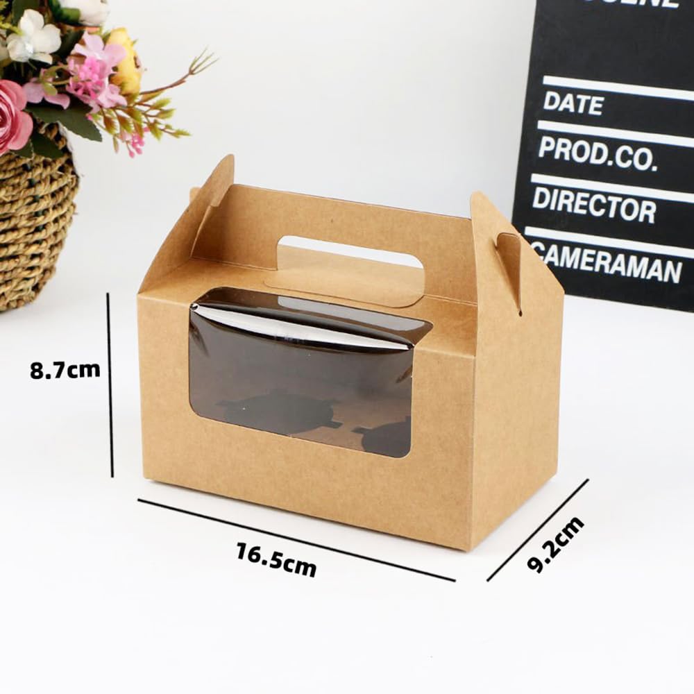 Allbusky 20PCS 2 Holes Cupcake Boxes Cupcake Carrier Cake Boxes with Inserts, Paper Bakery Boxes Treat Boxes for Christmas Baby Shower Wedding Party Favors (Brown, 2 Holes, 20-Pack) - Image 4