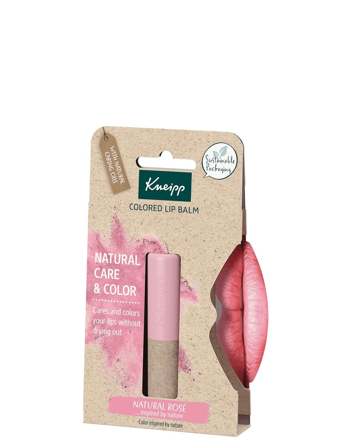Kneipp, Bálsamo Labial con Color, Protector y Reparador Labial, Hidratante de Labios con Efecto Prolongado, Ingredientes Naturales, Pintalabios Color Rosa (Natural Rose)