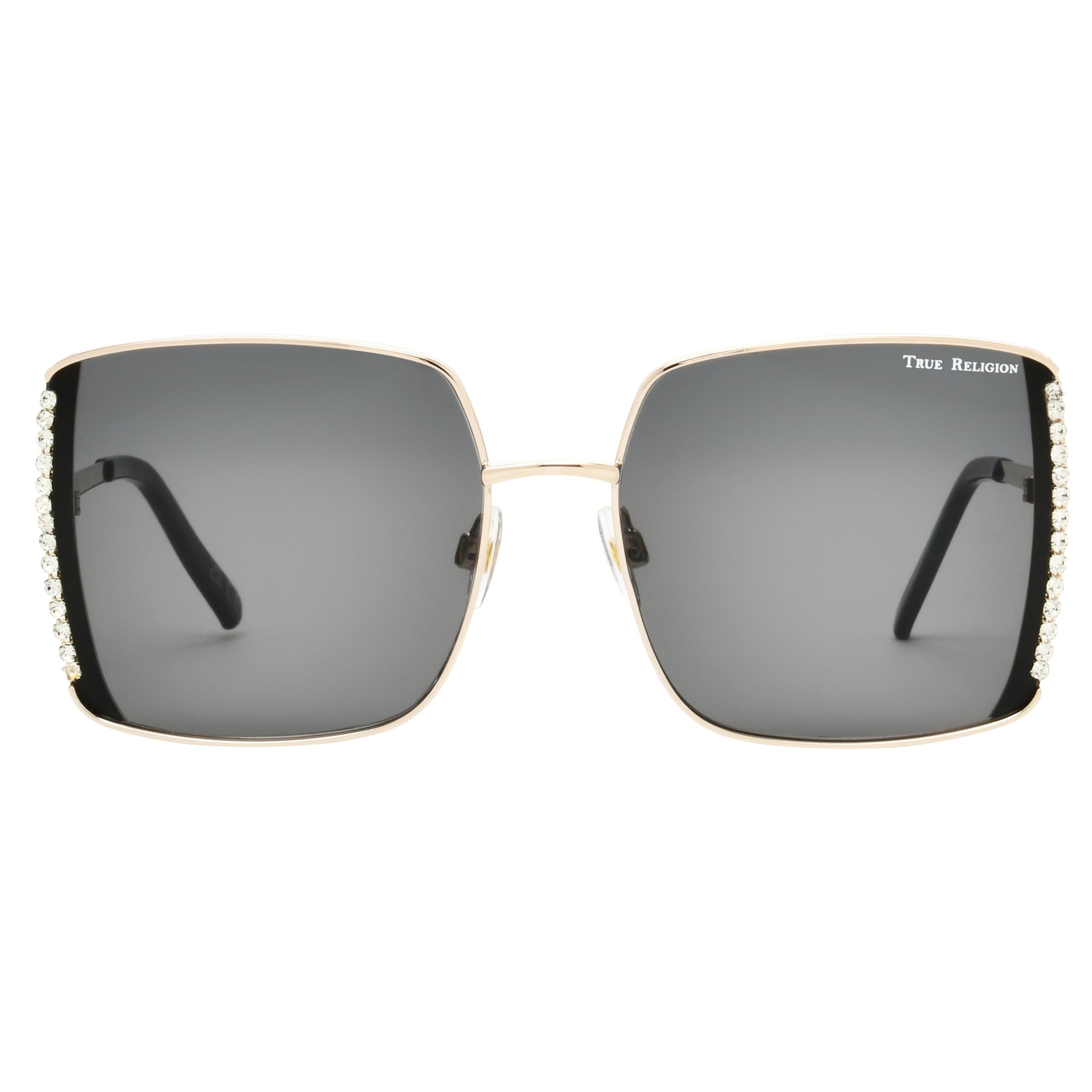 True Religion Vivian's Crystal Edge Gold Square Occhiali da sole Donna
