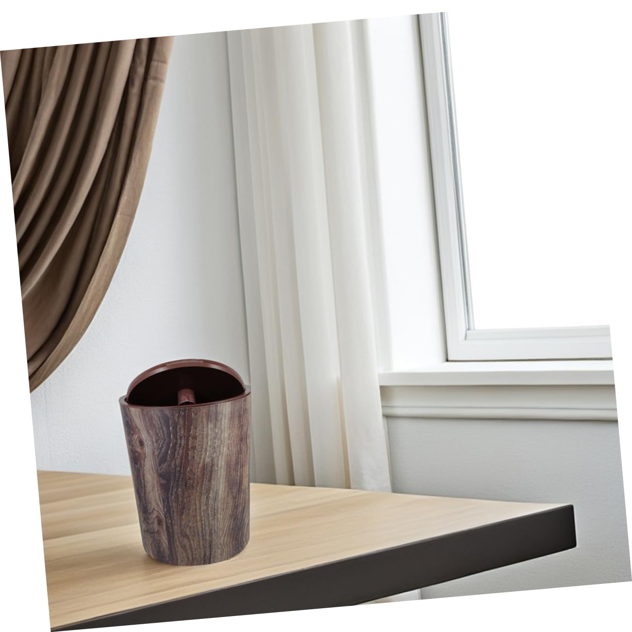 Garneck Cestino per Spazzatura in Stile Fattoria Cestino per Carta Straccia in Plastica Pp Grande Capacità Venatura del Legno per Casa Cucina Ufficio Bagno Camera da Letto
