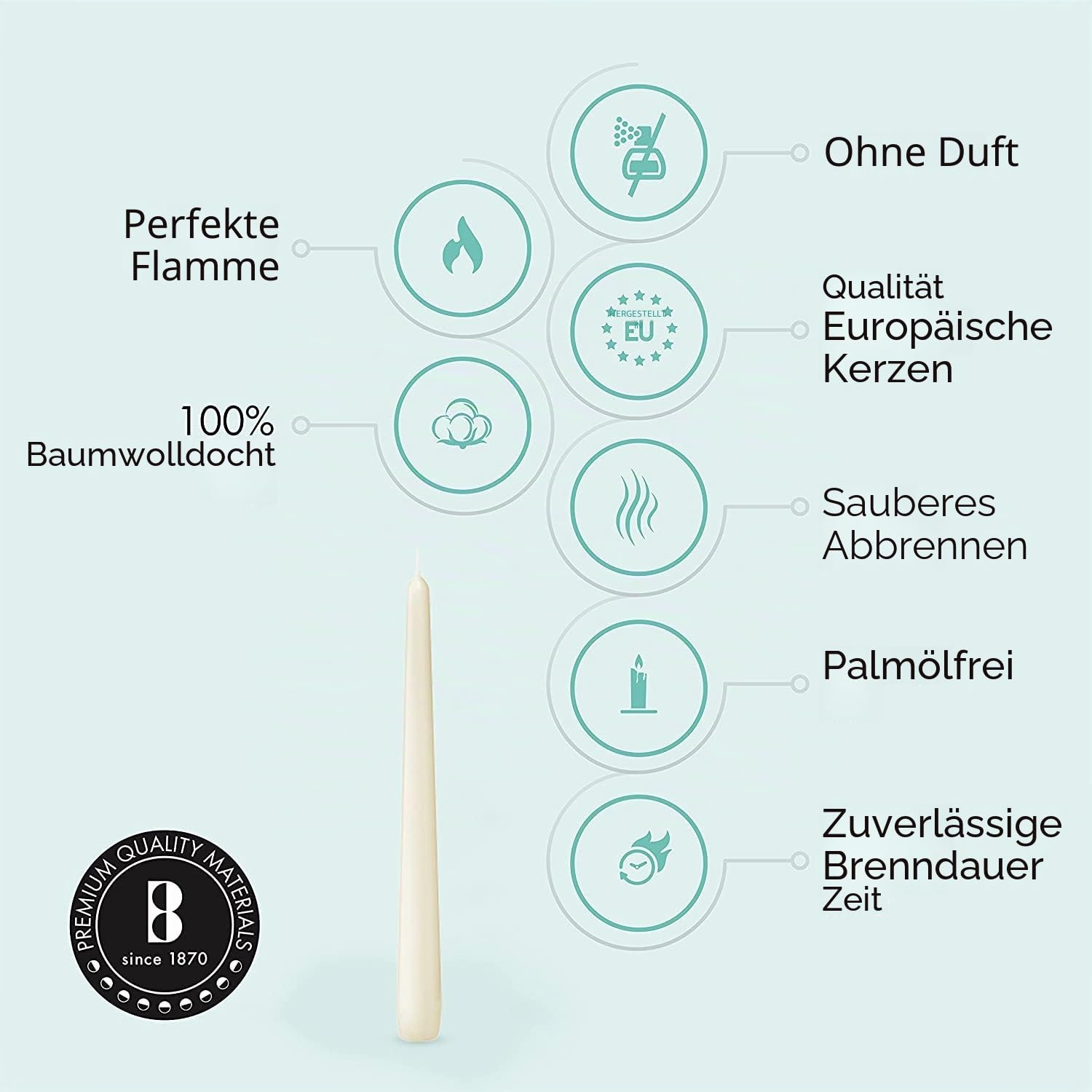 Bolsius Spitzkerze 103400335505, elfenbeinfarben, 25,4 cm, Creme, 100 Stück