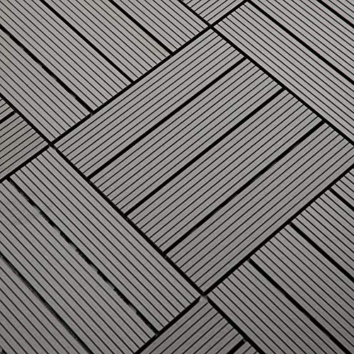 Samincom Deck Tiles Interlocking Wood-Plastic Composites Patio Pavers, Water Resistant Flooring Tiles Indoor Outdoor, 12"× 12", Pack of 22 (22 sq.ft), Dark Grey - Thumbnail 5
