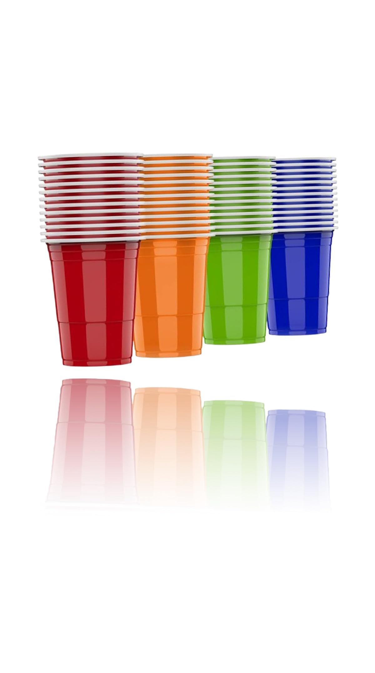 40pcs Reusable Plastic Cups Set - Red, Blue, Orange, Green - Ideal for Garden Games, Outdoor Events, Hen Party, Holidays, Birthdays, Christmas, Easter, New Year's Eve