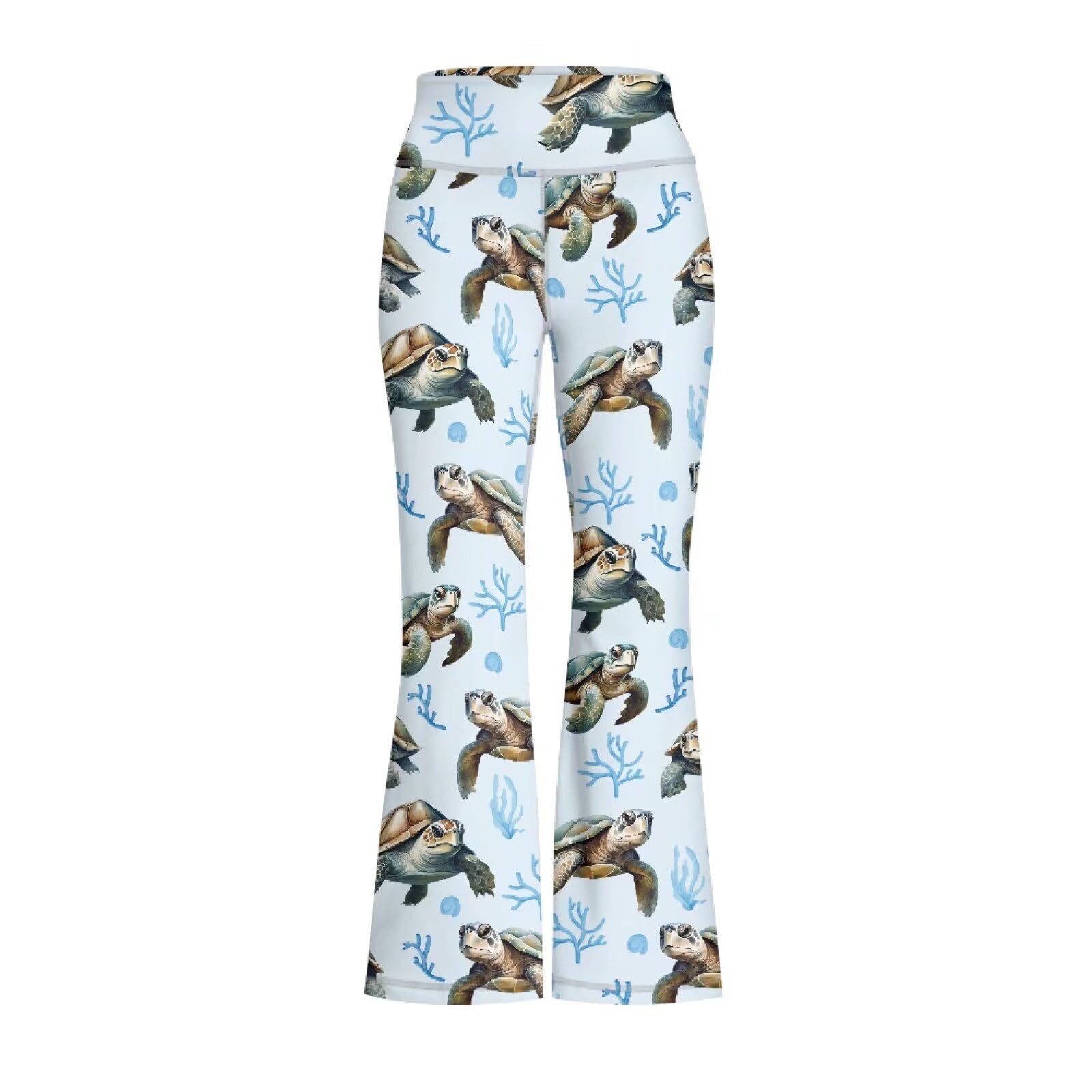 Yzaoxia Sea Turtle Girls Yoga Pants Flare Leggings Size 5-6 Stretchy Legging for Kids High Waisted Bootcut Pant Long Workout Bell Bottoms Tight Sport Clothing for Gym Elastic Activewear Blue