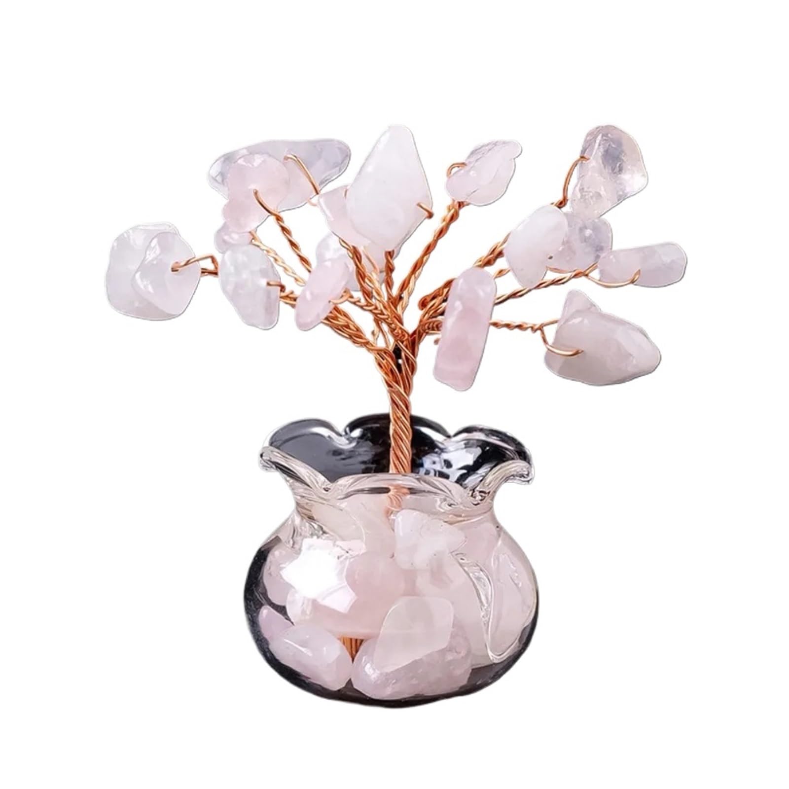 2Pcs Natural Crystal Tree - Lucky Stone Bonsai Ornament for Home & Office Decor(Pink Crystal)