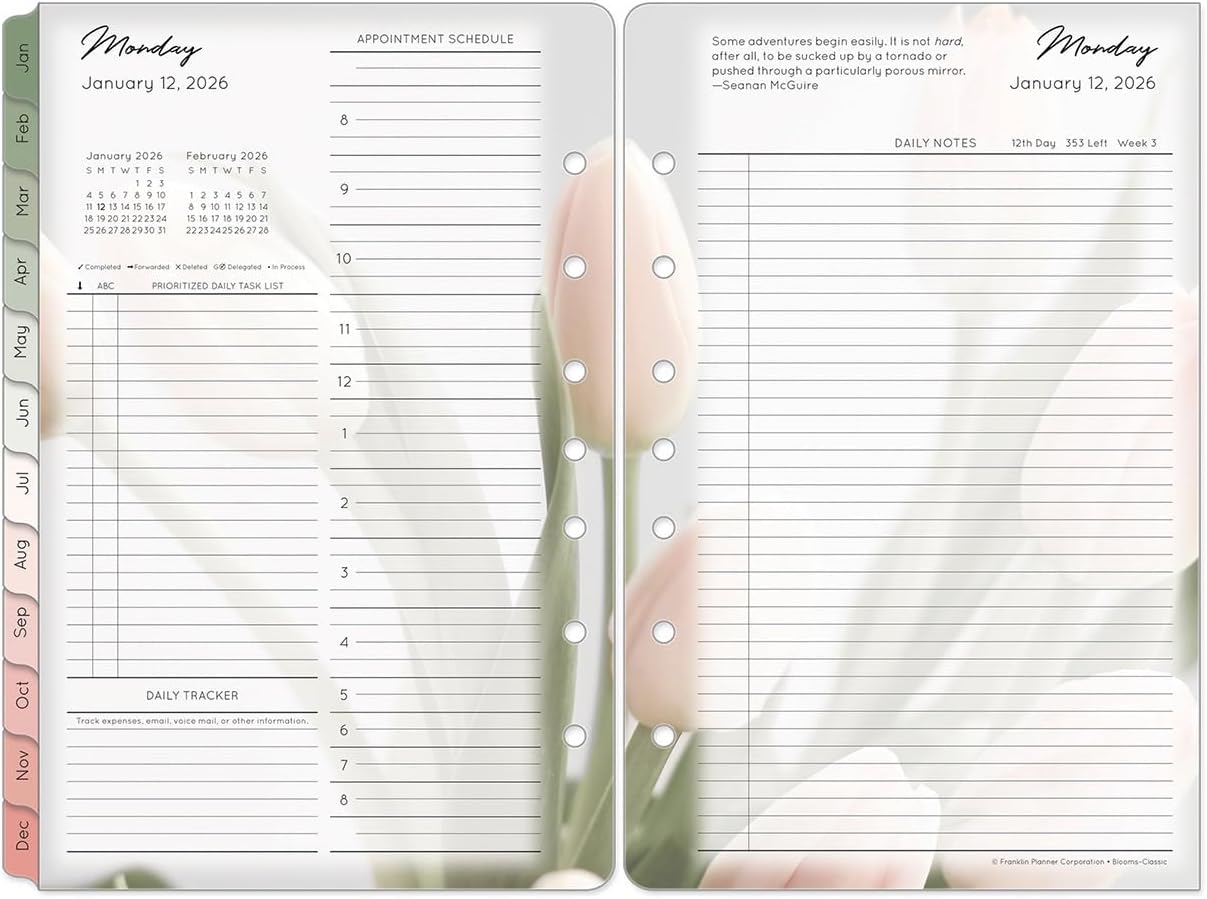FranklinCovey - Blooms Planner Refill | Two Pages Per Day Ring-Bound (Classic, Jan 2026 - Dec 2026)