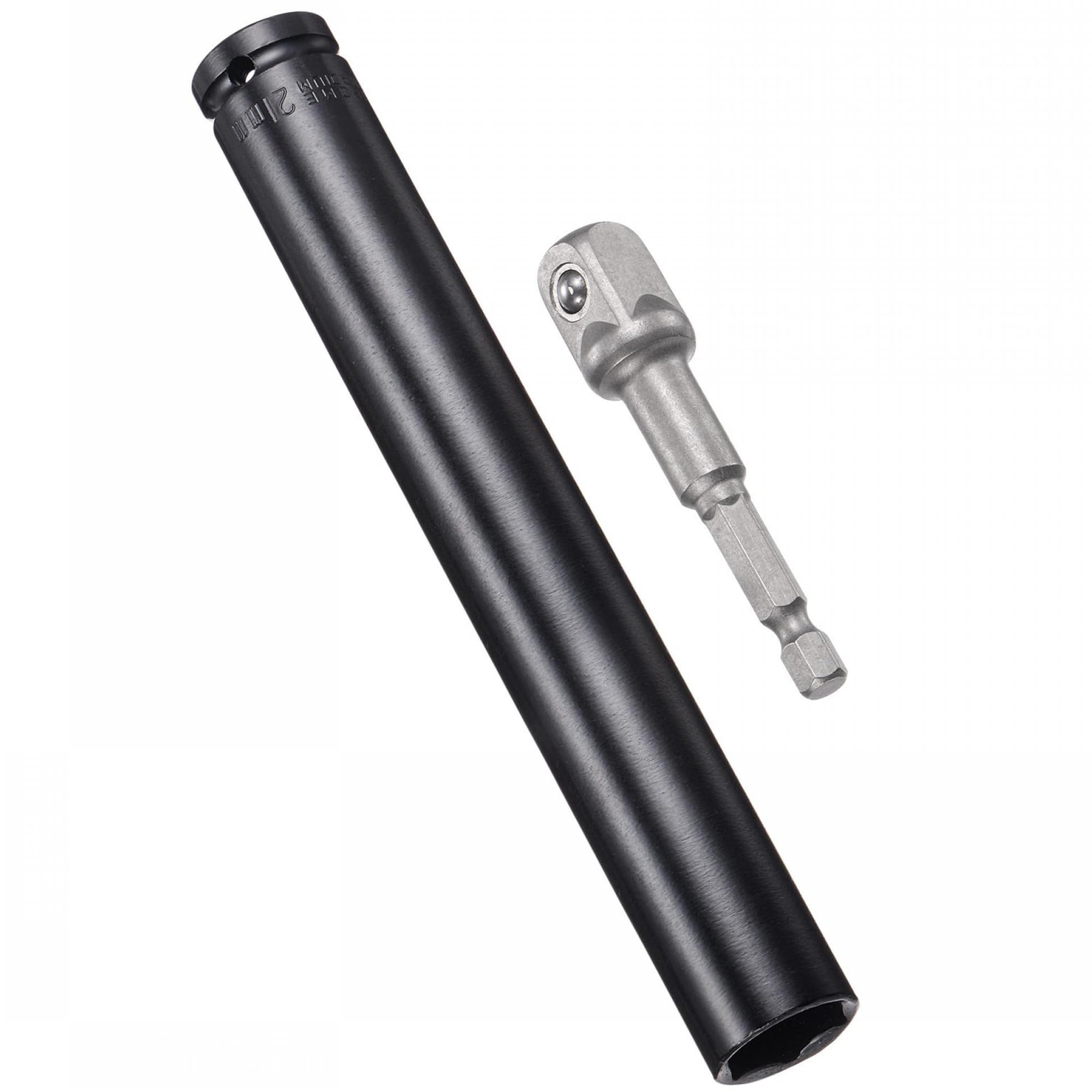 TA-VIGOR 1/2" Drive Socket Accessory Set, 21mm 6-Point Deep Impact Sockets 8" Length and 1/2" to 1/4" Hex Shank Adapters
