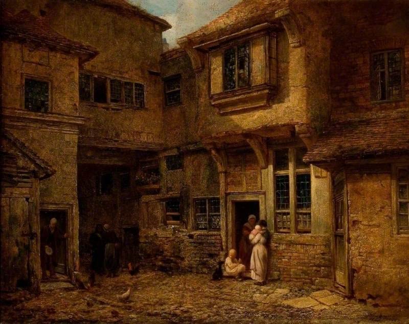 Tableau la cour du vieux George Inn Salisbury Edward Angelo Goodall image sur toile décoration