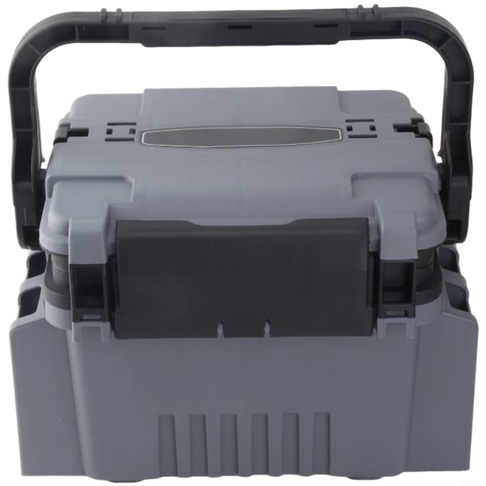 Grande scatola organizer per attrezzatura da pesca, con scomparti multistrato e divisori regolabili, portatile, in polietilene, per esche e accessori, tracolla (grande, grigio)