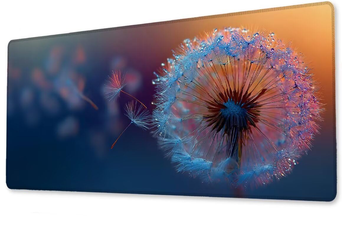 Alfombrilla Ratón XXL 600x1200x3 mm Mouse Pad Grande Gaming Diente De León Alfombrilla Escritorio,Tapete Escritorio con Bordes Cosidos, Impermeable Antideslizante Ordenador Desk Mat, PC, Oficina zj361