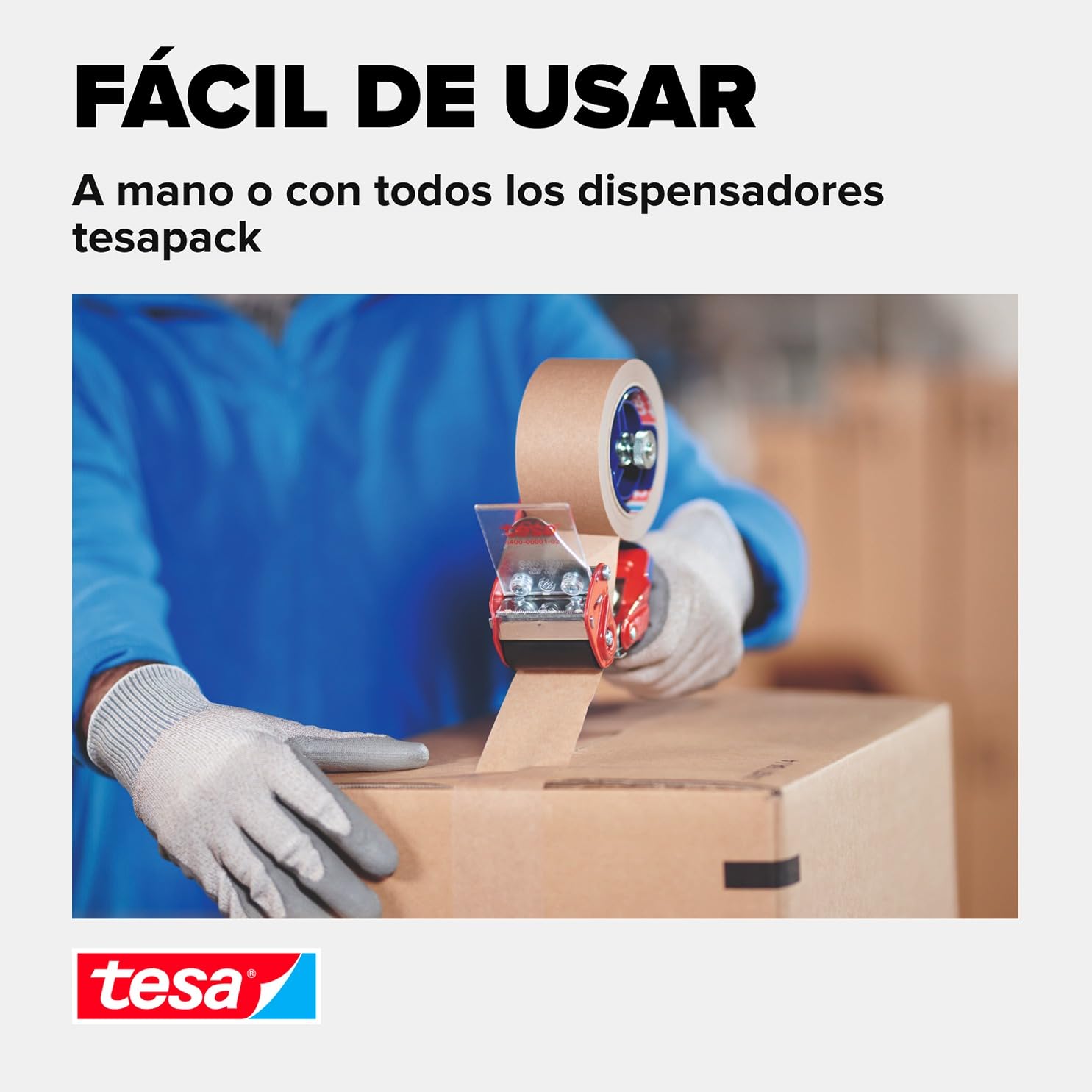 tesa Pack 4713 - Paquete de 6 cintas adhesivas de papel para cerrar embalajes, reciclables y sin disolventes, color marrón, 6 rollos de 50 m x 50 mm