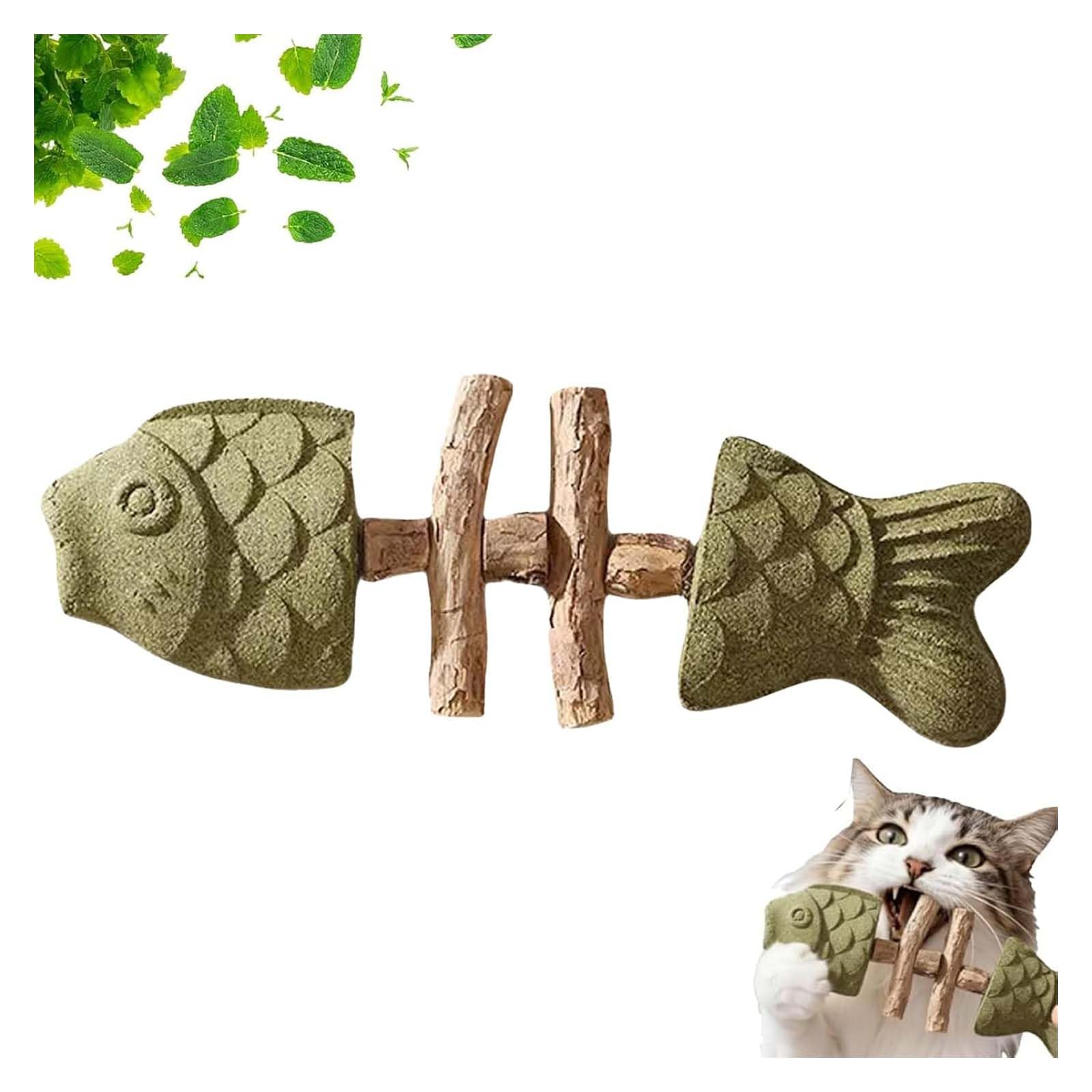 2026 New Creative Fish Bone Cat Dental Chew Toy -Natural Catnip & Silvervine Teeth Cleaning Stick, Fix Cat Dental Health, Durable Wooden Feline Tooth Care Tool,Fish Cat Toy for Play (C)