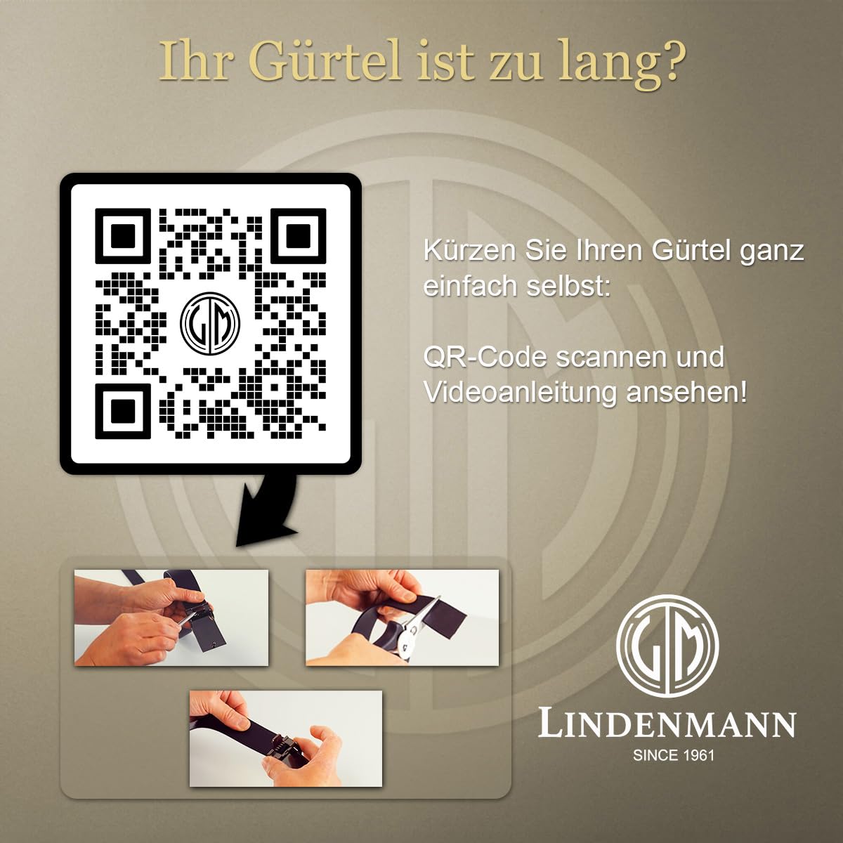 LINDENMANN Męski pasek ze skóry bydlęcej czarny Made in Germany