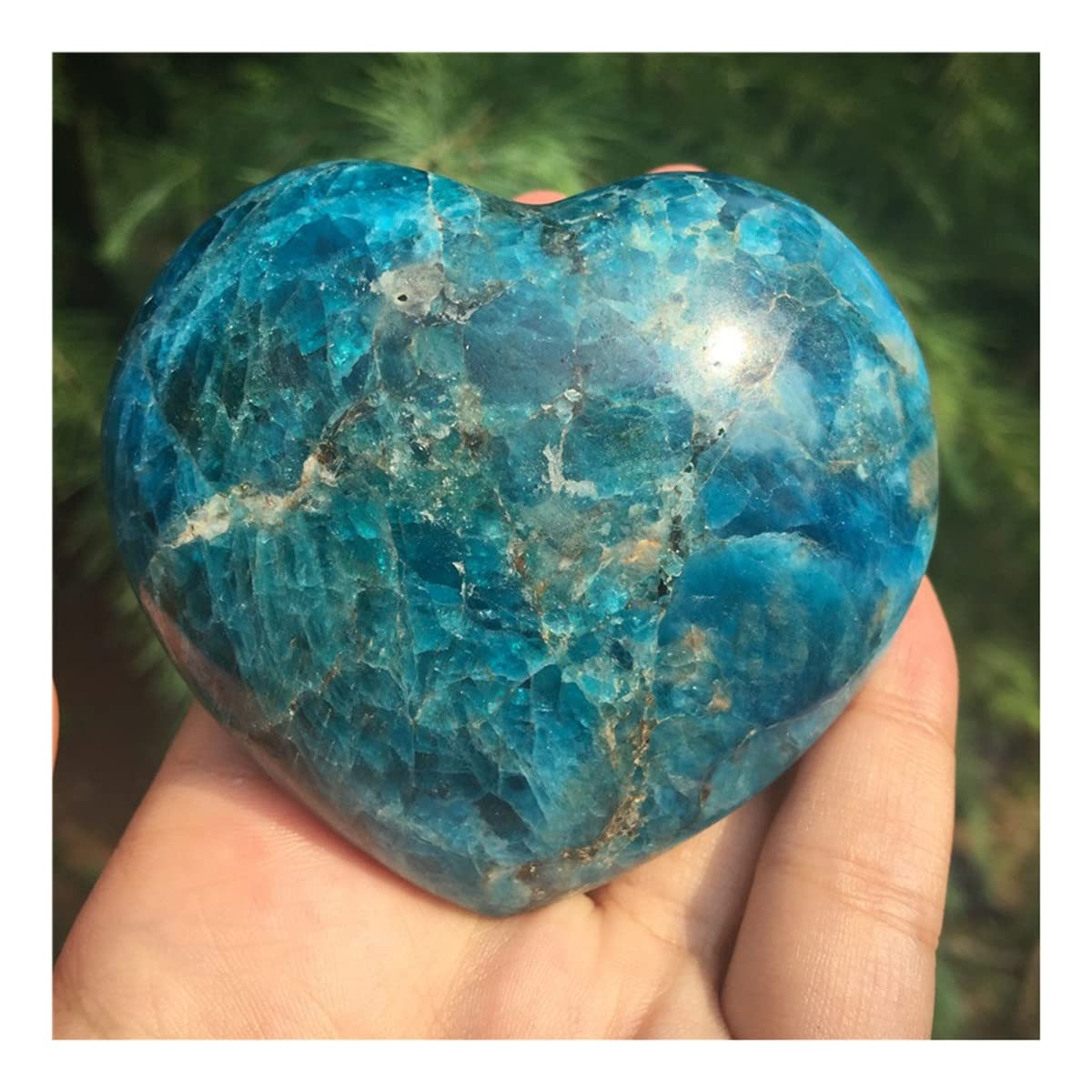 Piedras de cristal decorativas con forma de corazón mineral azul natural de 50mm