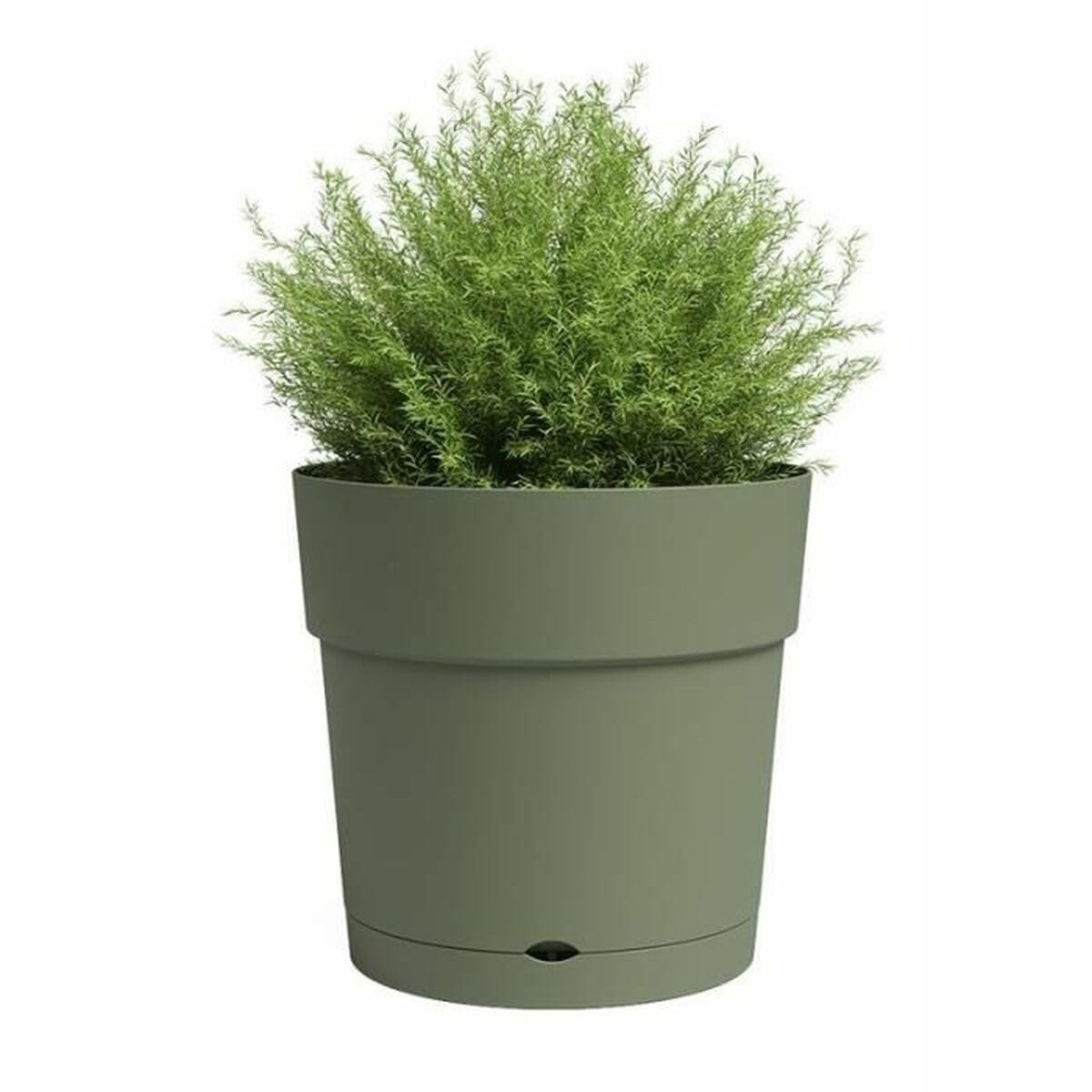 Artevasi Capri Wide Pot, Riserva d'Acqua, Vaso in plastica, 50cm, Colore Verde Cenere