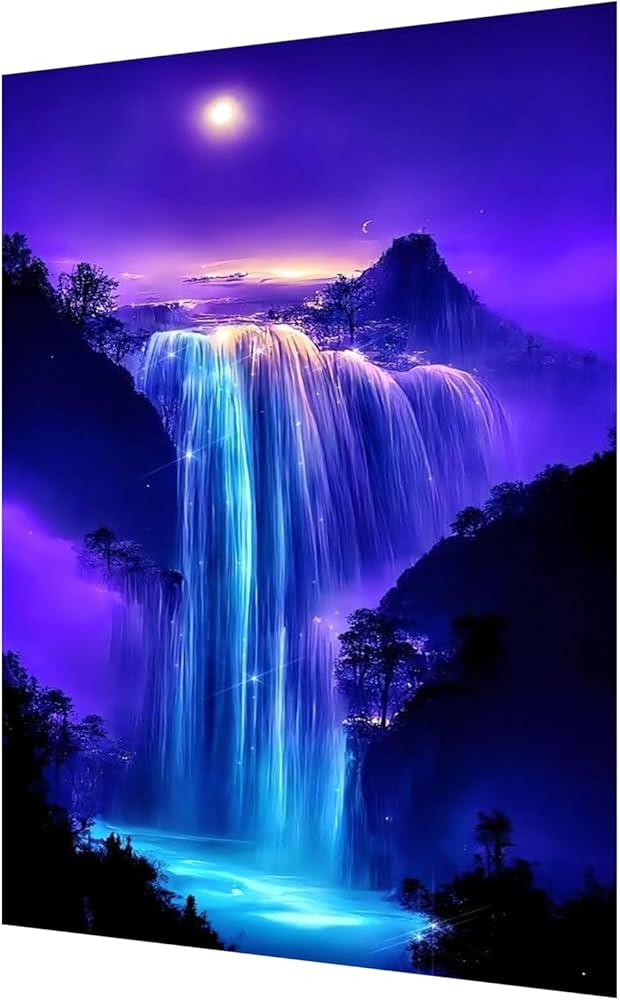 絵画 Spectacular Waterfall Amazon.com: hyzsj 5D Waterfall Diamond Art Painting,Large