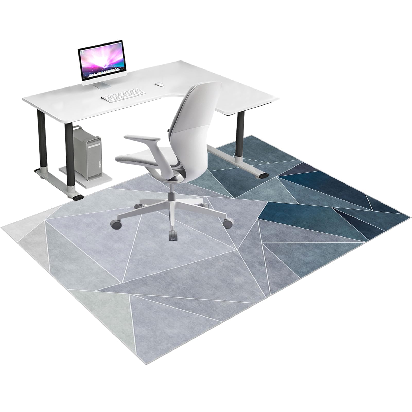 Tappetino per sedia da gaming, 150 x 180 cm, protezione per pavimento rigido, tappetino per ufficio, tessuto resistente, tappetino per sedia in legno duro, protezione per scrivania, superficie