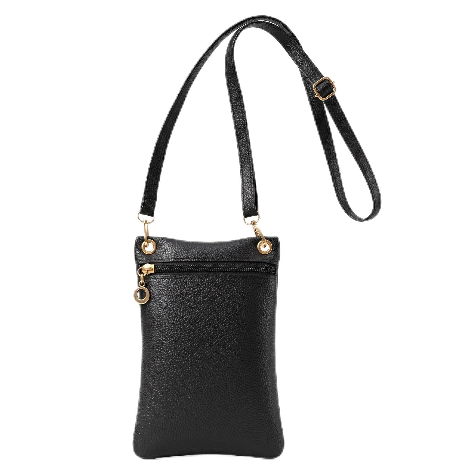 Torebka na telefon komórkowy, mała torba na telefon ze skóry PU, z paskiem crossbody, portfel na telefon crossbody, torebka na zakupy na zewnątrz, czarna