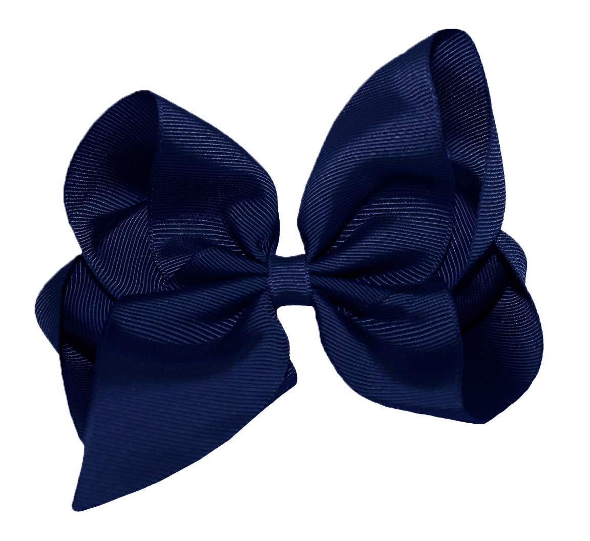 WEBB DIRECT2UWD2U Girls 6" Classic Style Boutique GrosGrain Hair Bow French Clip Barrette USA Navy Blue