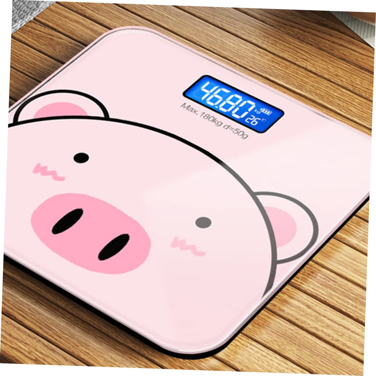 BESTYASH Cartoon Body Weight Scale USB Rechargeable Electronic Digital Weight Measuring Scale with Tempered Glass Auto Start Intelligent Induction LCD Display Lb Switch for Monitoring