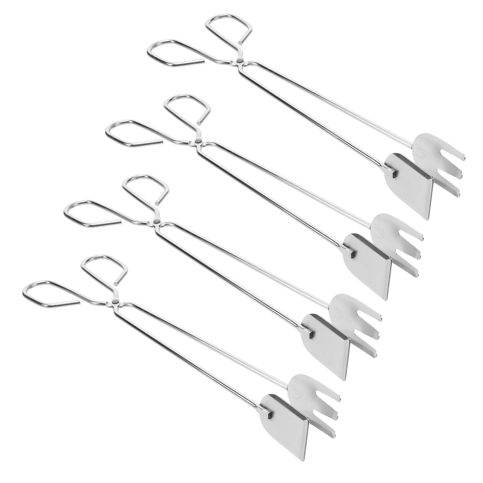 IWOWHERO Stainless Steel Garbage Clamp Tongs Set of 4 32cm Length Scissor Shape Pickup Tool for Easy Cleaning Random Style