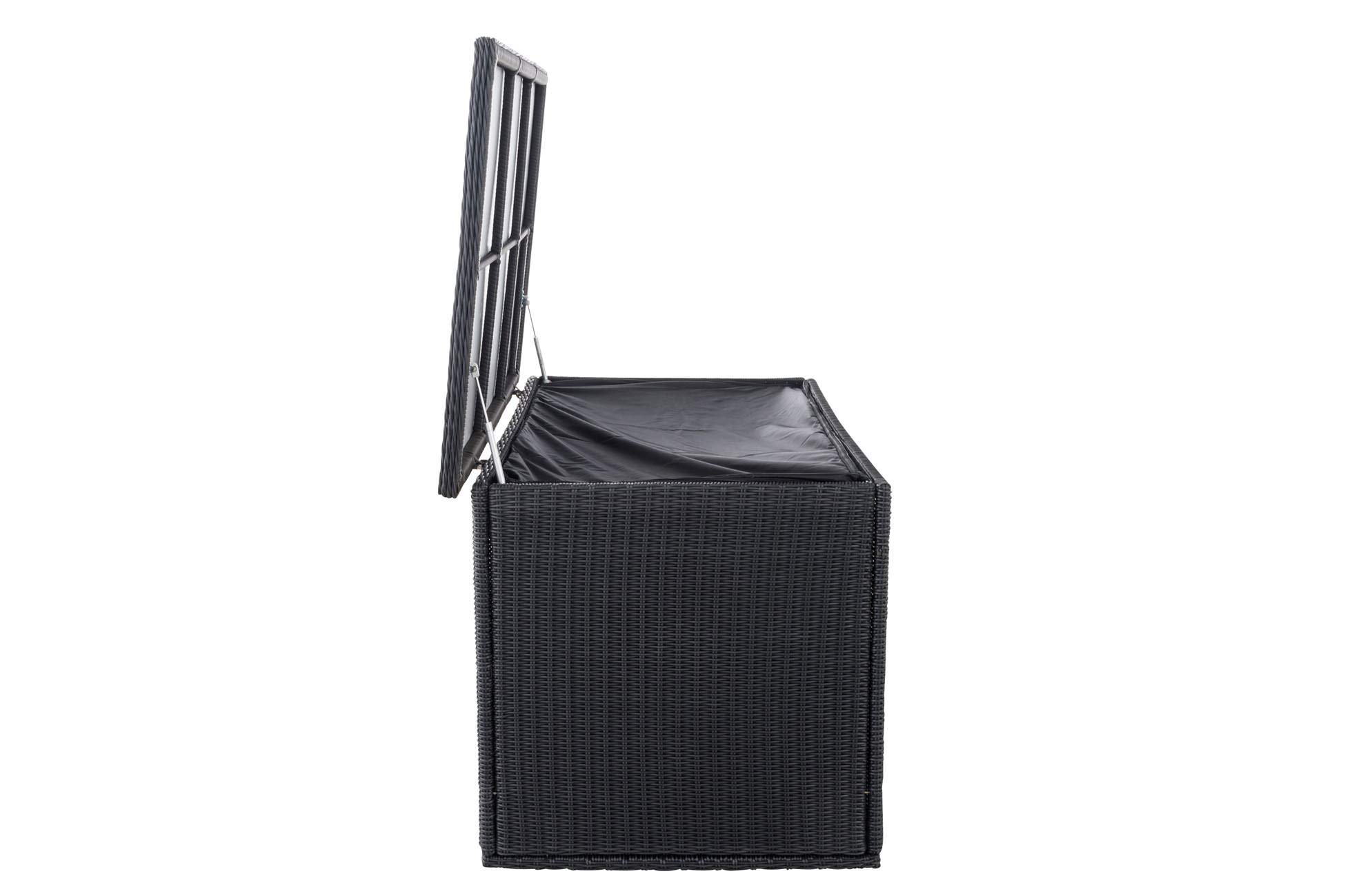 CLP Caja de Almacenamiento Comfy 5mm I Arcón de Almacenamiento en Poliratán I Baúl de Jardín Moderno I Arcón de Exterior, Color:Negro, Tamaño:125 litros