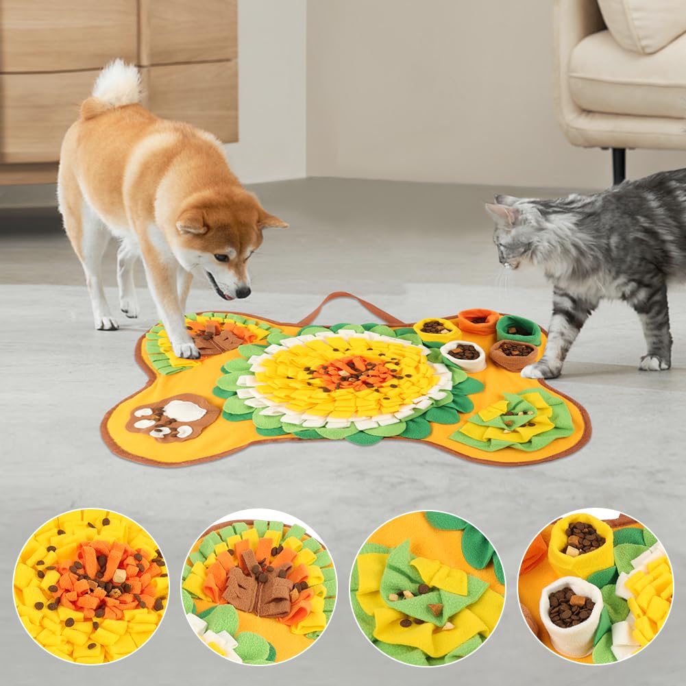 OSDUE Tappeto Olfattivo Cane, 63cm Foraggiamento Tappeto per Cani Addestramento Foraggiamento di Animali Lavabile Antiscivolo Tappetino Puzzle di Snuffle Giocattolo per Cani Attivazione Mentale Cane